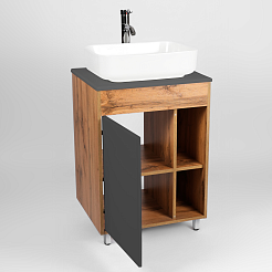 Viant Мебель для ванной Бостон 56 графит/дуб вотан – фотография-5